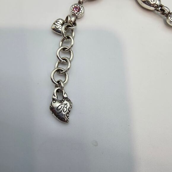 Brighton Breast Cancer Awareness Ribbon Single Heart Charm Bracelet Pink 8" - Picture 6 of 8
